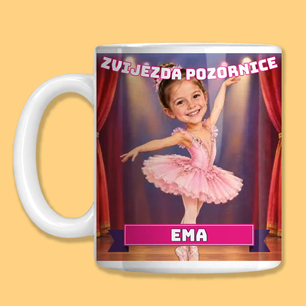 Šalica sa sportskom karikaturom s fotografijom djeteta – Balet