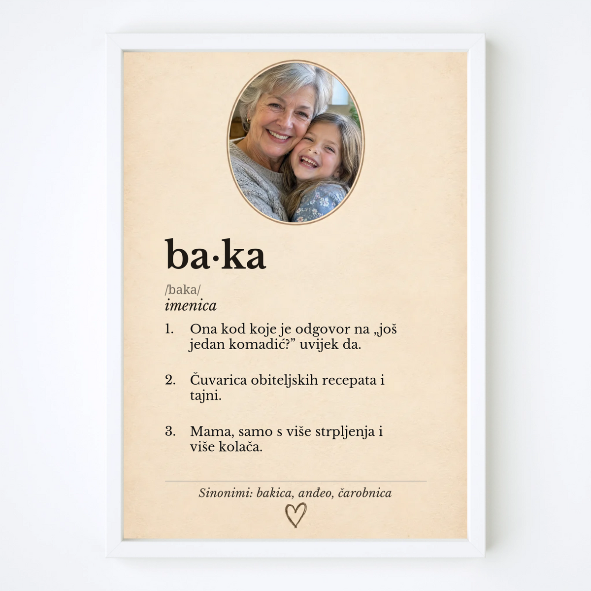 Personalizirana slika u okviru: vintage rječnik – Baka