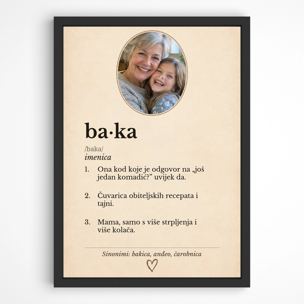 Personalizirana slika u okviru: vintage rječnik – Baka